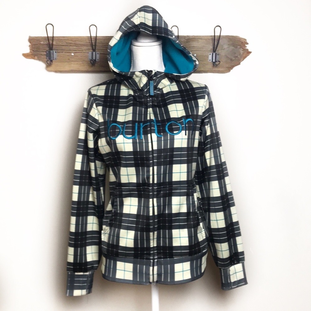 Burton Jacket Plaid Snowboarding Fleece Hoodie